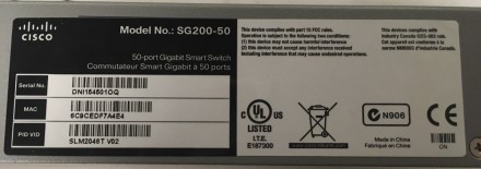 Коммутатор сетевой CISCO SG200-50 (SLM2048T-EU)- 48-портовый Gigabit Ethernet "и. . фото 3