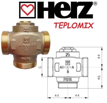 Клапан трехходовой термосмесительный Herz Teplomix для повышения температуры обр. . фото 2