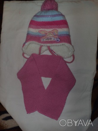 шапка и шарфик для девочки1-3лет фирмы POLITANO в хорошем состоянии. . фото 1