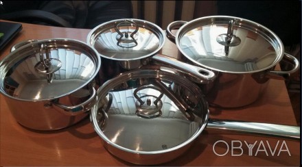 Набор посуды из пищевой  нержавеющей стали с толстым дном!   4 предмета - кастрю. . фото 1