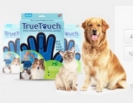 Перчатка для вычесывания шерсти домашних животных True Touch удобна ухаживает за. . фото 3