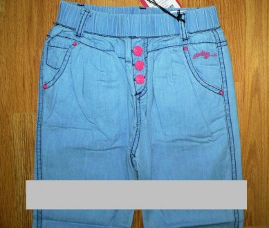 Брюки джинсовые для девочки, летние, производитель Венгрия
ЗАМЕРЫ
98 см:
- дл. . фото 2