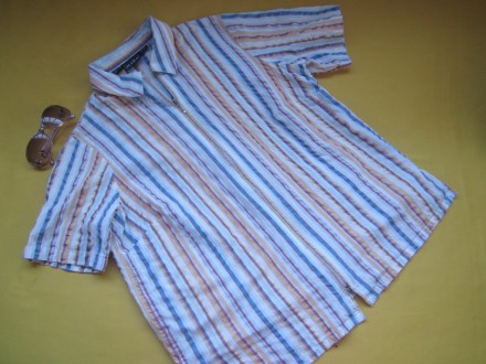 Большой размер, хлопковая рубашка жатка на замочке, по бокам рубашки разрезики, . . фото 2