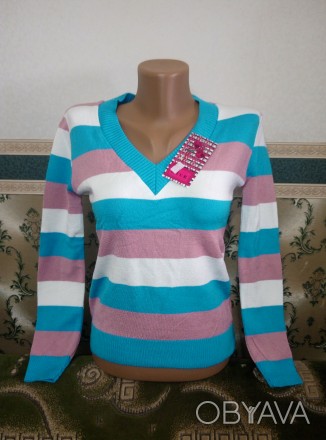 Женская кофточка с длинным рукавом джемпер свитерок свитер лонгслив в горизонтал. . фото 1