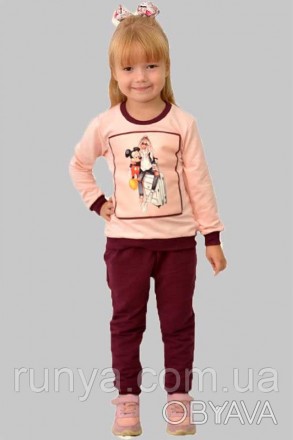 Детский весенний костюм с рисунком на девочку. В комплекте кофточка с рисунком и. . фото 1