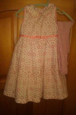 Продам нарядное платье  M&S размер 83 см на 1г-1,6г. И колготки в подарок розовы. . фото 9