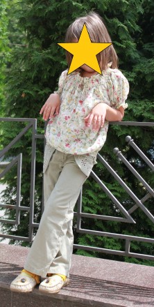 Продам костюмчиком - брюки коттоновые (летний джинс)+ блузка в актуальном "сельс. . фото 3
