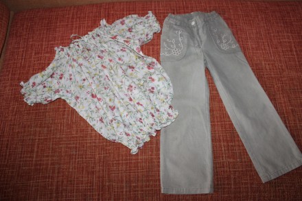 Продам костюмчиком - брюки коттоновые (летний джинс)+ блузка в актуальном "сельс. . фото 9