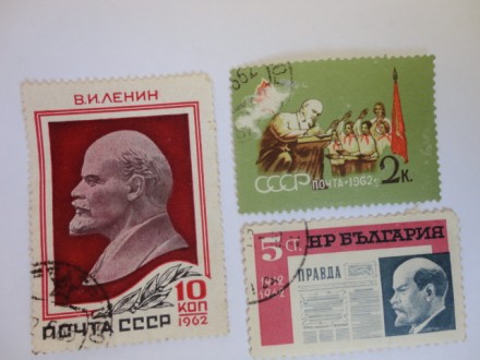 3 марки эпохи СССР 1962 года о В.И. Ленине. Марки были выпущены к 90 летию В.И. . . фото 2