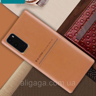 Кожаная накладка G-Case Cardcool Series для Samsung Galaxy S20+ (Синий). . фото 3