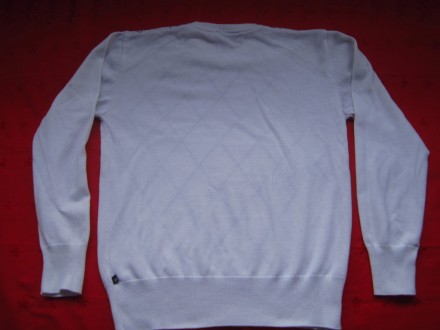 Мужской нарядный фирменный свитер,белый в ромбах. 50%акрил,50%коттон. ПОГ 54см,д. . фото 6