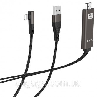 Переходник Hoco UA14 Lightning to HDMI (Черный). . фото 6