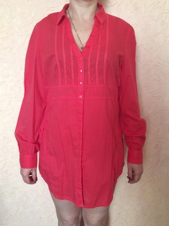 яркая туника-рубашка, супер вариант на лето 
материал- ленкий коттон
цвет- кра. . фото 2