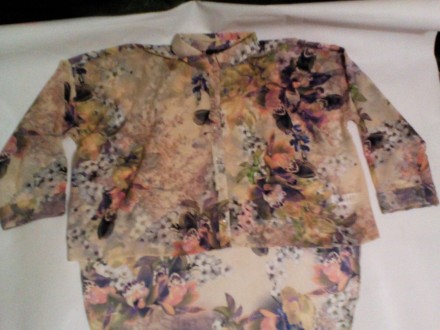 Блузка женская нарядная с удлиненной спинкой 16-18размер качественный легкий шиф. . фото 2