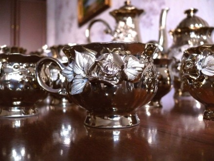 Подарочный чайно-кофейный сервиз пурпур "золотая роза". В сервизе 6 кофейных чаш. . фото 3