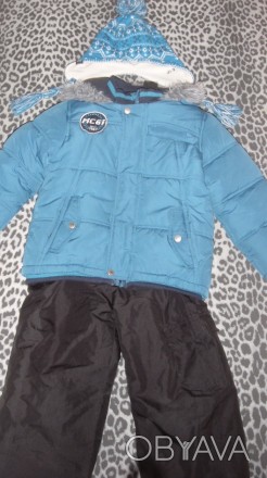 Зимняя тёплая куртка синяя (цвет морской волны, с бирюзовым оттенком) на мальчик. . фото 1