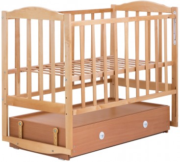 Кроватка Babyroom Зайчонок с маятником и ящиком, изготовлена из массива ольхи. П. . фото 2