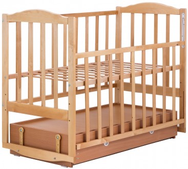 Кроватка Babyroom Зайчонок с маятником и ящиком, изготовлена из массива ольхи. П. . фото 3