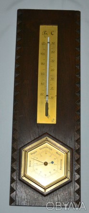 Настенный старинный барометр,термометр
Размер 47 х 16 см.
Массив дерева.
В ра. . фото 1