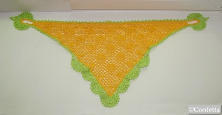 Ажурная летняя косынка, красивейшая желтая с зеленым бандана  ручной вязки.
ком. . фото 5