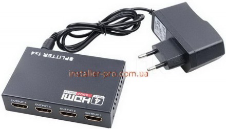 Сплиттер HDMI 1x4 распределяет источник HDMI на 4 таких же выхода при сохранении. . фото 4