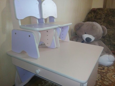 Столик и стульчики для двух малышей. 
Цвет - салатовый/белый.
 Есть регулировк. . фото 7