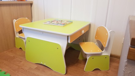 Столик и стульчики для двух малышей. 
Цвет - салатовый/белый.
 Есть регулировк. . фото 12