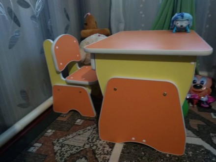 Детский столик и стульчик с регулировкой высоты.
Материал - ЛДСП первого сорта . . фото 6