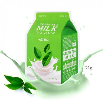 Успокаивающая маска с молочными протеинами и экстрактом зелёного чая A'Pieu Gree. . фото 2