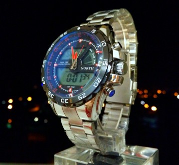 Многофункциональные кварцевые часы North с секундомером и будильником, подсветко. . фото 2
