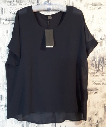 Нарядная минималистическая блуза тёмно- синего цвета Navy от известного бренда S. . фото 2