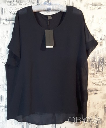 Нарядная минималистическая блуза тёмно- синего цвета Navy от известного бренда S. . фото 1