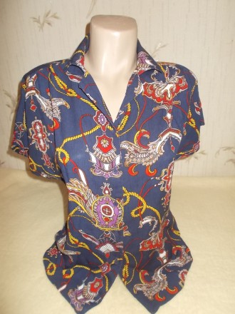 Продам яркую блузу с принтом "турецкий огурец" р.L  Б/у в отличном состоянии, аб. . фото 2