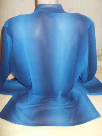 Продам синюю нарядную блузу очень большого размера р.XХХL, б/у в идеальном состо. . фото 4