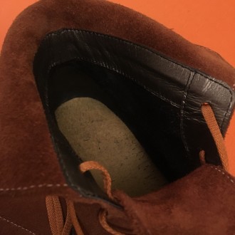 Демисезонные ботинки на шнурках комбинированные из натуральной кожи и замши рыже. . фото 5