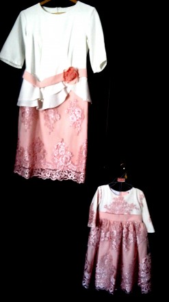 Платья шикарные,одеты на фотосессию,состояния новых, мама р.46,дочка 1~2,в набор. . фото 3