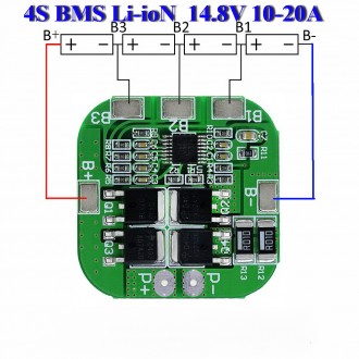4S 20A BMS Контроллер Плата защиты  
 16.8V  Li-ion. 
Обеспечивает защиту от п. . фото 2