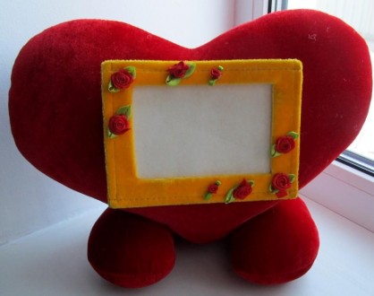 Мягкая игрушка "Сердечко" с рамкой для фото, очень оригинальная и красивая, ткан. . фото 3