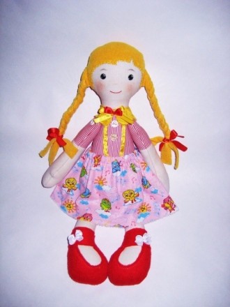 Мягкая текстильная кукла ручной работы , рост 40 см. подойдет для игры даже мале. . фото 4
