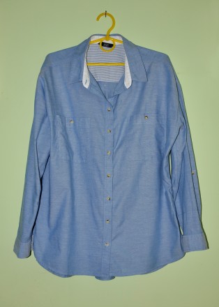 Фирменная, красивая и качественная рубашка F&F. 
100% хлопок. 
р. UK12. Пр. Ба. . фото 2