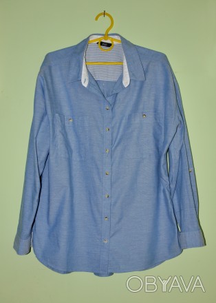 Фирменная, красивая и качественная рубашка F&F. 
100% хлопок. 
р. UK12. Пр. Ба. . фото 1