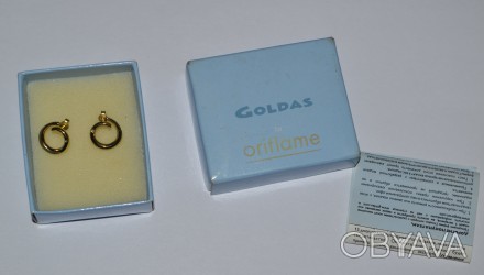 серьги goldas for oriflame серебро 500 проба позолота бриллианты новые в коробке. . фото 1