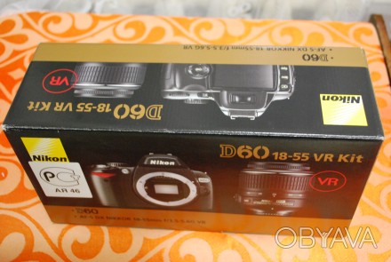 Продам фотоаппарат Nikon D60 + объектив Nikon DX AF-S Nikkor 18-55. Камера и объ. . фото 1