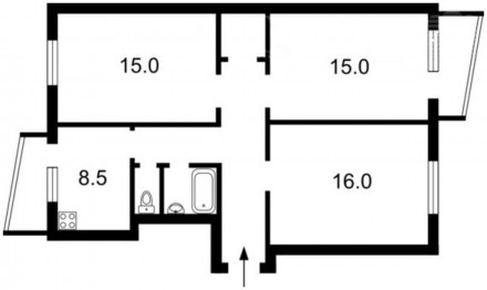 Продам 3-х комн. квартиру.Планировка: 3 комнаты по 15м2, большой коридор, больша. . фото 4