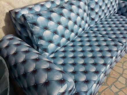 Мебельная ткань флок с эффектом 3D " Имитация каретной стяжки (рисунок напечатан. . фото 5