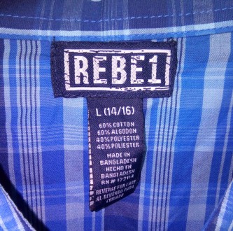 Рубашка REBEL в клеточку на 12-13 лет, размер L14/16, рост 150-162 см,.
Изготов. . фото 4