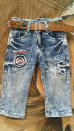Продам джинси на хлопчика на 1 рік, пояс регулюється ризинкою та ременем, майже . . фото 2