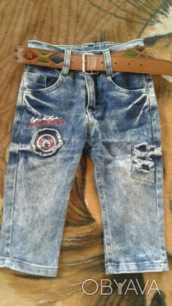 Продам джинси на хлопчика на 1 рік, пояс регулюється ризинкою та ременем, майже . . фото 1