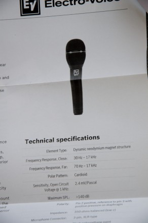 Мікрофон вокальний Electro-Voice ND76 новий в упаковці привезений з США. Звучить. . фото 6