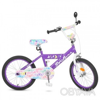 Велосипед детский PROF1 20д. L20132 (1шт) Butterfly 2,сиреневый, звонок,подножка. . фото 1